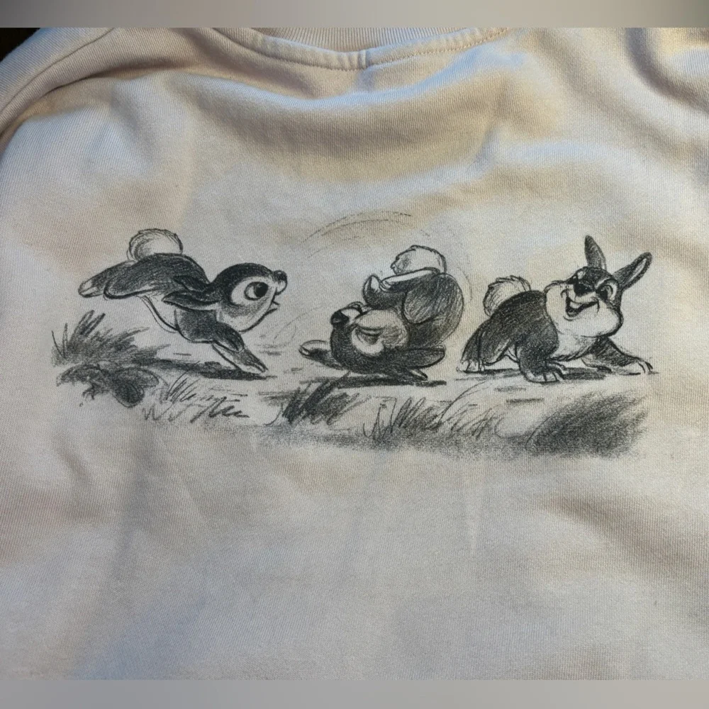 Uniqlo UT Disney Bambi Thumper Sketchbook Oversized Crewneck Lilac XL - Picture 8 of 11